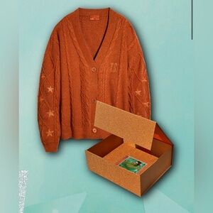 Taylor swift the life of a showgirl cardigan box set.  XS/S Cardigan, CD & box